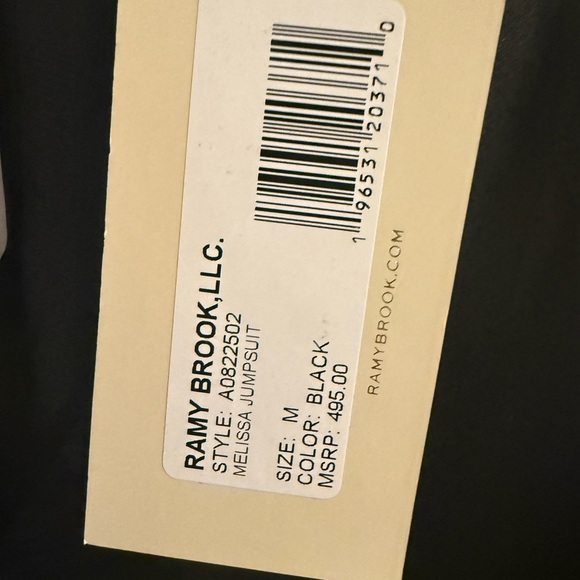 Ramy BrookSmocked Waist Black Satin Jogger Jumpsuit Size Medium NWT SOLD OUT - Picture 5 of 5